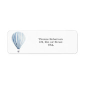 Blauwe hete luchtballon etiket (Voorkant)