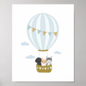 Blauwe Hete Luchtballon Honden Kwekerij Decor Post Poster (Voorkant)