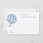 Blauwe Hete Luchtballon Jongen Baby shower Advies (Voorkant)
