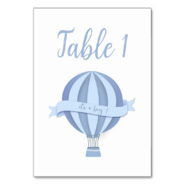 Blauwe Hete Luchtballon Jongen Baby shower Tafelnu Kaart