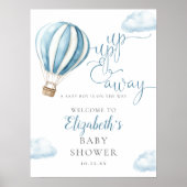 Blauwe Hete Luchtballon Jongen Baby shower Welkoms Poster (Voorkant)