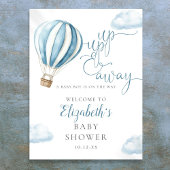 Blauwe Hete Luchtballon Jongen Baby shower Welkoms Poster