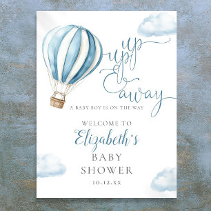 Blauwe Hete Luchtballon Jongen Baby shower Welkoms Poster