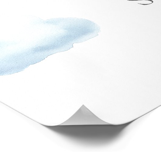 Blauwe Hete Luchtballon Jongen Baby shower Welkoms Poster (Hoek)