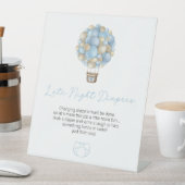 Blauwe Hete Luchtballon Late Nachtluiers Reclamebord Met Voetstuk (Insitu)