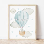Blauwe hete luchtballon, Leuke dieren, Jongenskwek Muurkunst Sets
