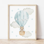 Blauwe hete luchtballon, Leuke dieren, Jongenskwek Muurkunst Sets