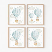 Blauwe hete luchtballon, Leuke dieren, Jongenskwek Muurkunst Sets