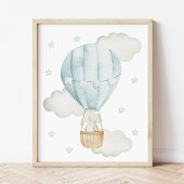 Blauwe hete luchtballon, Leuke dieren, Jongenskwek Muurkunst Sets