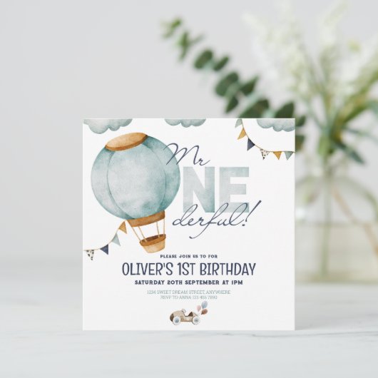 Blauwe Hete Luchtballon Mr. ONEderful Jongensuitno (Staand voorkant)