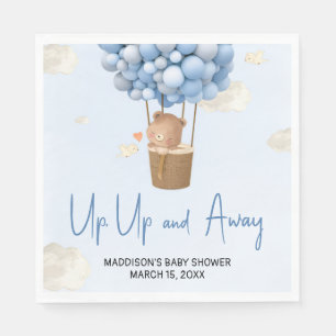 Blauwe hete luchtballon omhoog en weg baby shower servet
