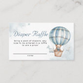 Blauwe Hete Luchtballon Teddy Bear Luier Raffle Informatiekaartje (Voorkant)