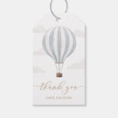 Blauwe Hete Luchtballon Verjaardag Cadeaulabel (Voorkant)