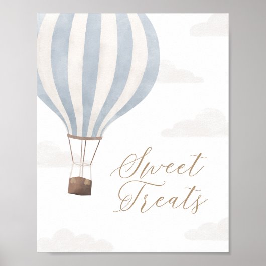 Blauwe Hete Luchtballon Verjaardag Sweet Treats Te Poster (Voorkant)