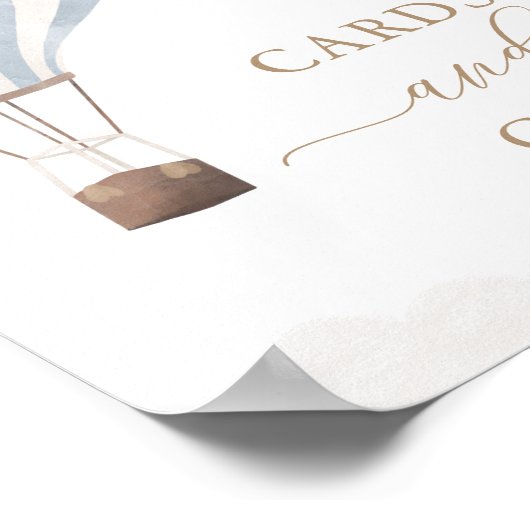 Blauwe Hete Luchtballon Verjaardagskaarten en Gesc Poster (Hoek)