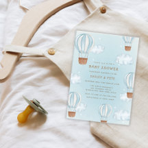 Blauwe Hete Luchtballon Wolk Star Boy Baby shower