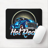 Blauwe hete staaf Klassieke spierwagen Muismat (Met muis)