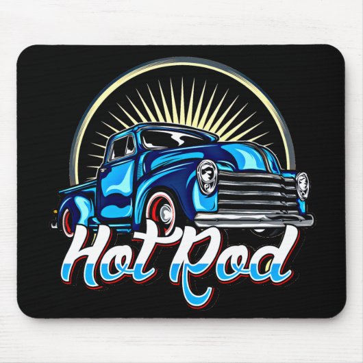 Blauwe hete staaf Klassieke spierwagen Muismat (Voorkant)