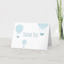 Blauwe heteluchtballon | Baby shower bedankpas