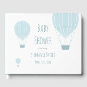 Blauwe heteluchtballon | Baby shower Gastenboek (Voorkant)