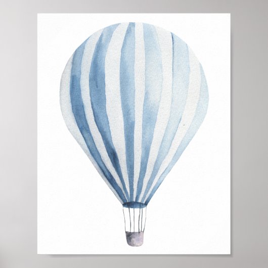 Blauwe heteluchtballon poster (Voorkant)