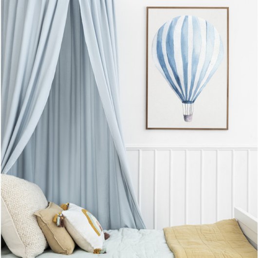 Blauwe heteluchtballon poster