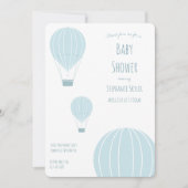 Blauwe heteluchtballon | Uitnodiging voor Baby sho (Voorkant)