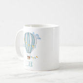 Blauwe heteluchtballon Waterverf Koffiemok (Voorkant links)