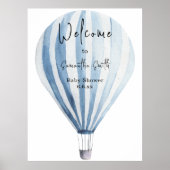 Blauwe heteluchtballon Welkom Poster (Voorkant)