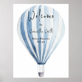 Blauwe heteluchtballon Welkom Poster