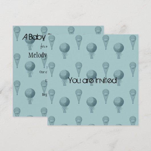 Blauwe heteluchtballonnen Baby shower Kaart (Voorkant / Achterkant)