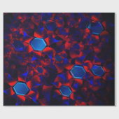 Blauwe hexagon gemengd met overlappende rode kromm cadeaupapier (Vlak)