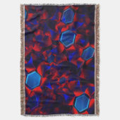 Blauwe hexagon gemengd met overlappende rode kromm deken (Voorkant Verticaal)