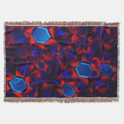 Blauwe hexagon gemengd met overlappende rode kromm deken (Voorkant)