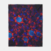Blauwe hexagon gemengd met overlappende rode kromm fleece deken (Voorkant)