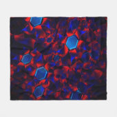 Blauwe hexagon gemengd met overlappende rode kromm fleece deken (Voorkant (Horizontaal))