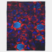 Blauwe hexagon gemengd met overlappende rode kromm fleece deken (Voorkant)