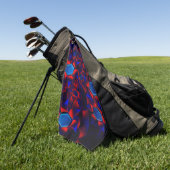 Blauwe hexagon gemengd met overlappende rode kromm golfhanddoek (Groen)