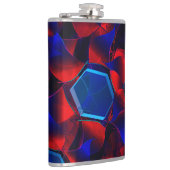 Blauwe hexagon gemengd met overlappende rode kromm heupfles (Rechts)