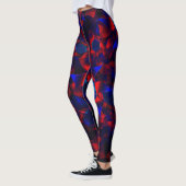 Blauwe hexagon gemengd met overlappende rode kromm leggings (Links)