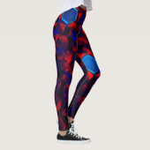 Blauwe hexagon gemengd met overlappende rode kromm leggings (Rechts)