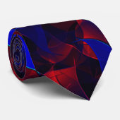 Blauwe hexagon gemengd met overlappende rode kromm stropdas (Opgerold)