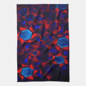 Blauwe hexagon gemengd met overlappende rode kromm theedoek (Verticaal)