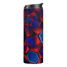 Blauwe hexagon gemengd met overlappende rode kromm thermosbeker