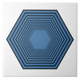 Blauwe hexagon trechter minimalistische geometrisc tegeltje