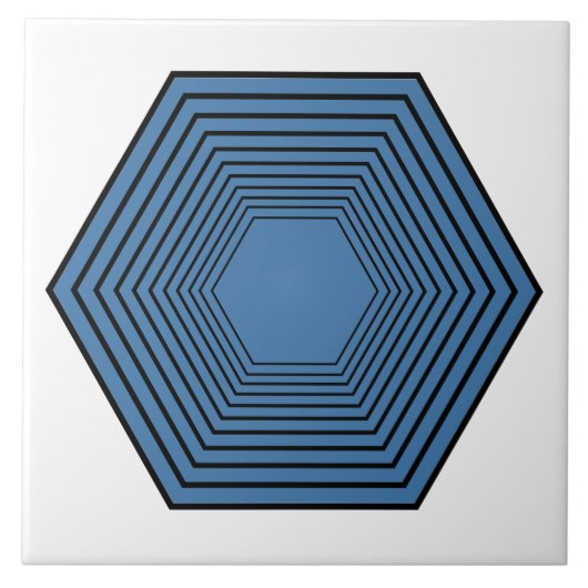 Blauwe hexagon trechter minimalistische geometrisc tegeltje (Voorkant)