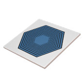 Blauwe hexagon trechter minimalistische geometrisc tegeltje (Zijkant)