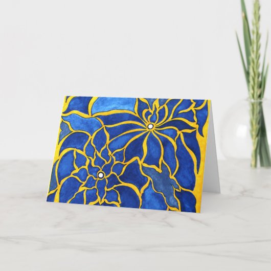 Blauwe hibiscus bedankkaart (Voorkant)