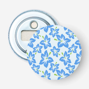 Blauwe Hibiscus, Blauwe Bloemen, Bloempatroon Button Flesopener