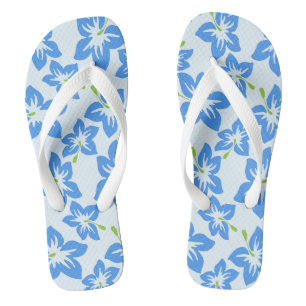 Blauwe Hibiscus, Blauwe Bloemen, Bloempatroon Teenslippers